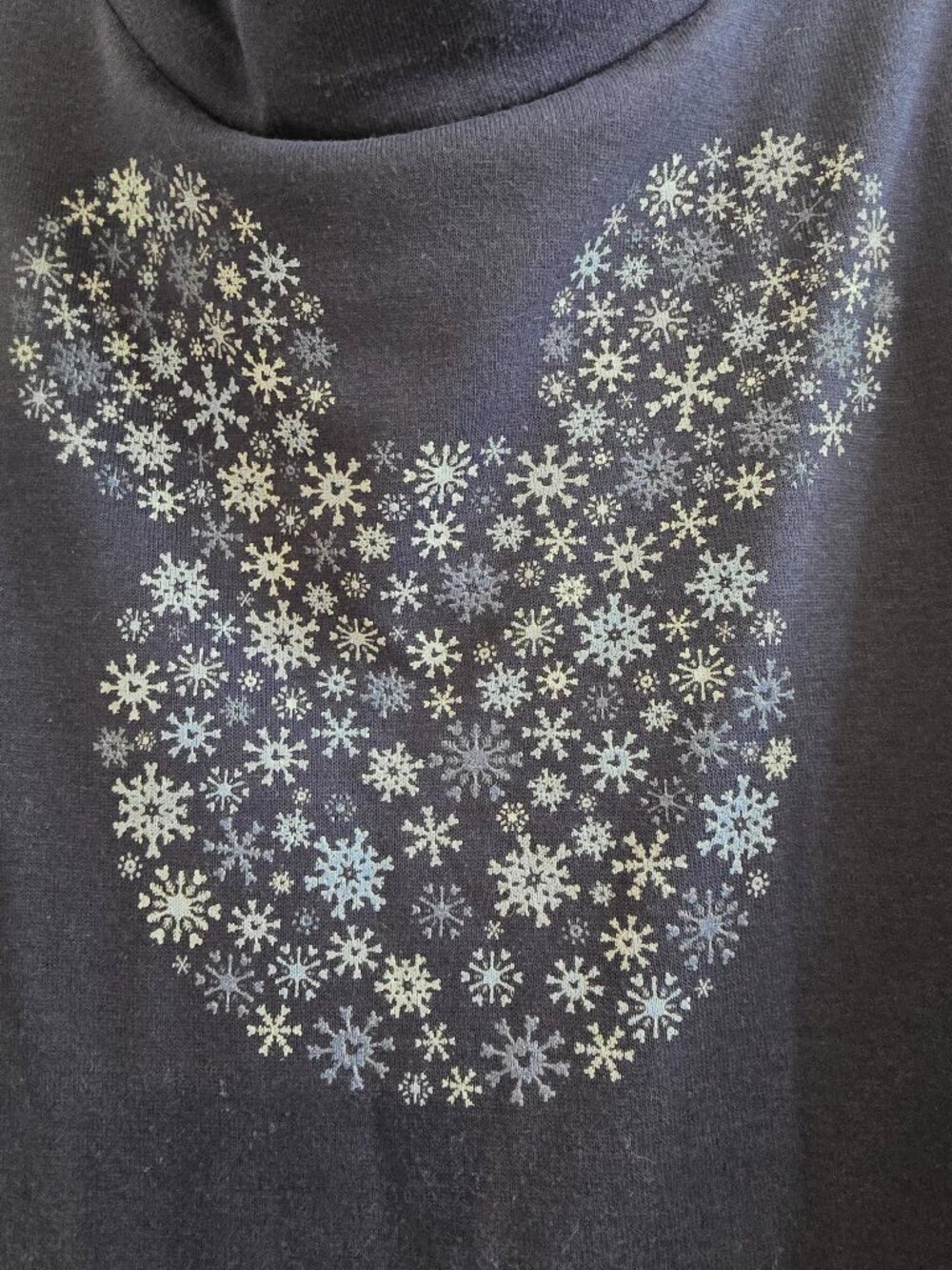 Disney Mickey Mouse Snowflake Cowlneck Lightweight Long Sleeve - Picture 3 of 5